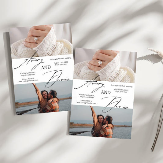 Modern Photo Wedding Invitation Elegant Minimalist Wedding Card Editable Digital Download Printable Template